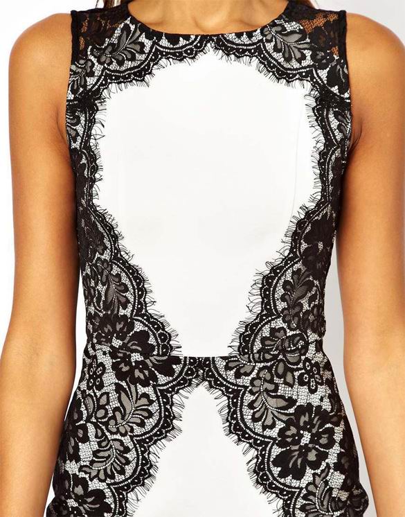 F66636      Floral Stretch Lace Splicing Dress